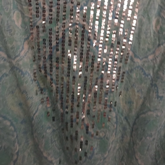 Turquoise design blouse with sequins - Picture 4 of 5